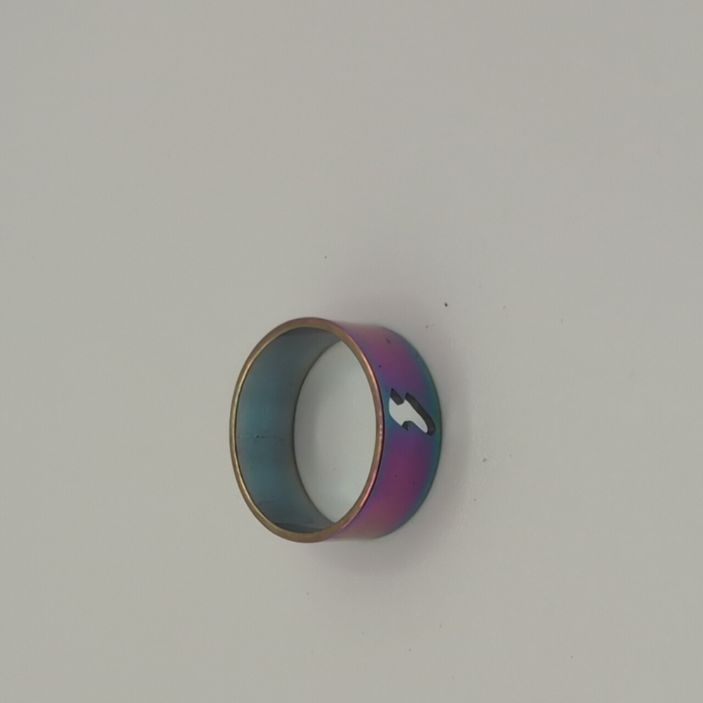 Stainless Steel Iridescent Lightning Bolt Ring - Picture 3 of 7